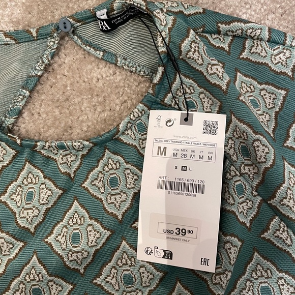 Zara Light Green Geometric Midi Dress - Picture 4 of 8